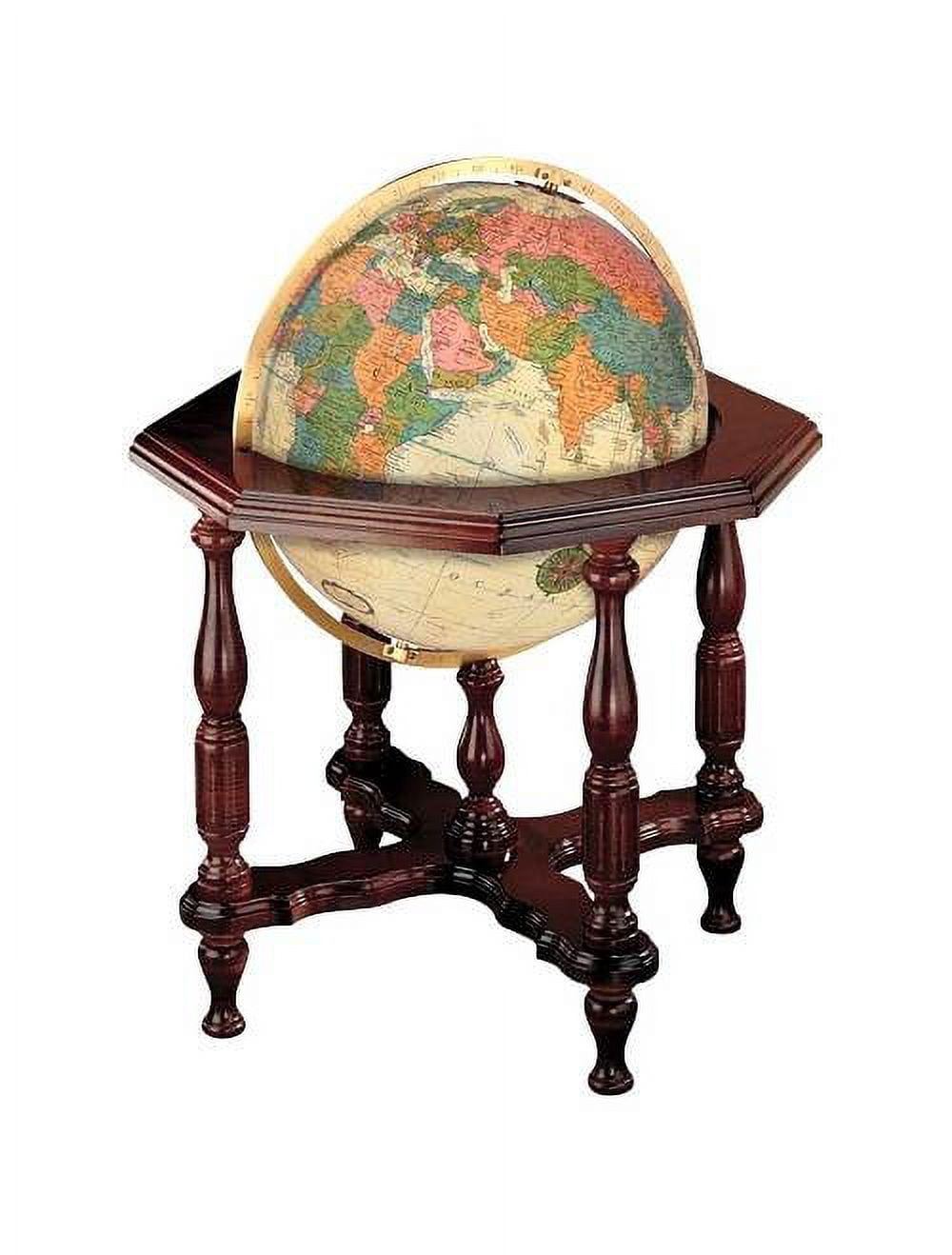 Antique Off-White Illuminated Globe with Walnut Base