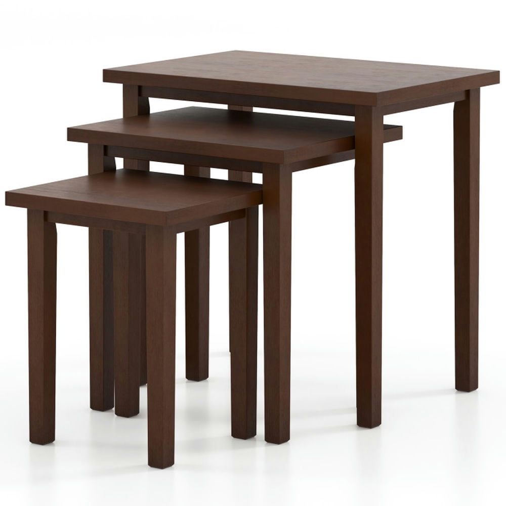 Walnut 3-Piece Rectangular Nesting Side Table Set