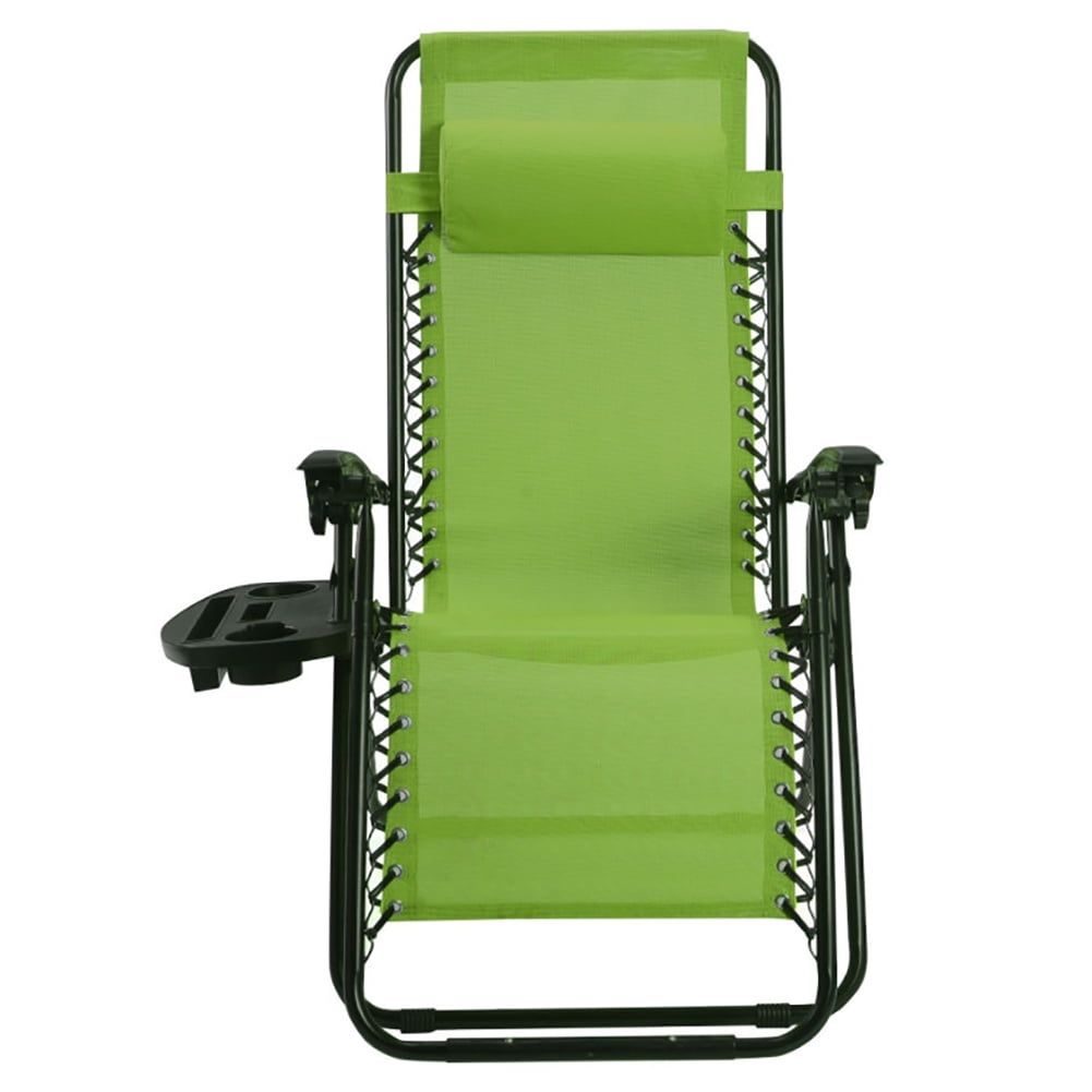 Green Steel Zero Gravity Reclining Lounge Chair with Cup Holder