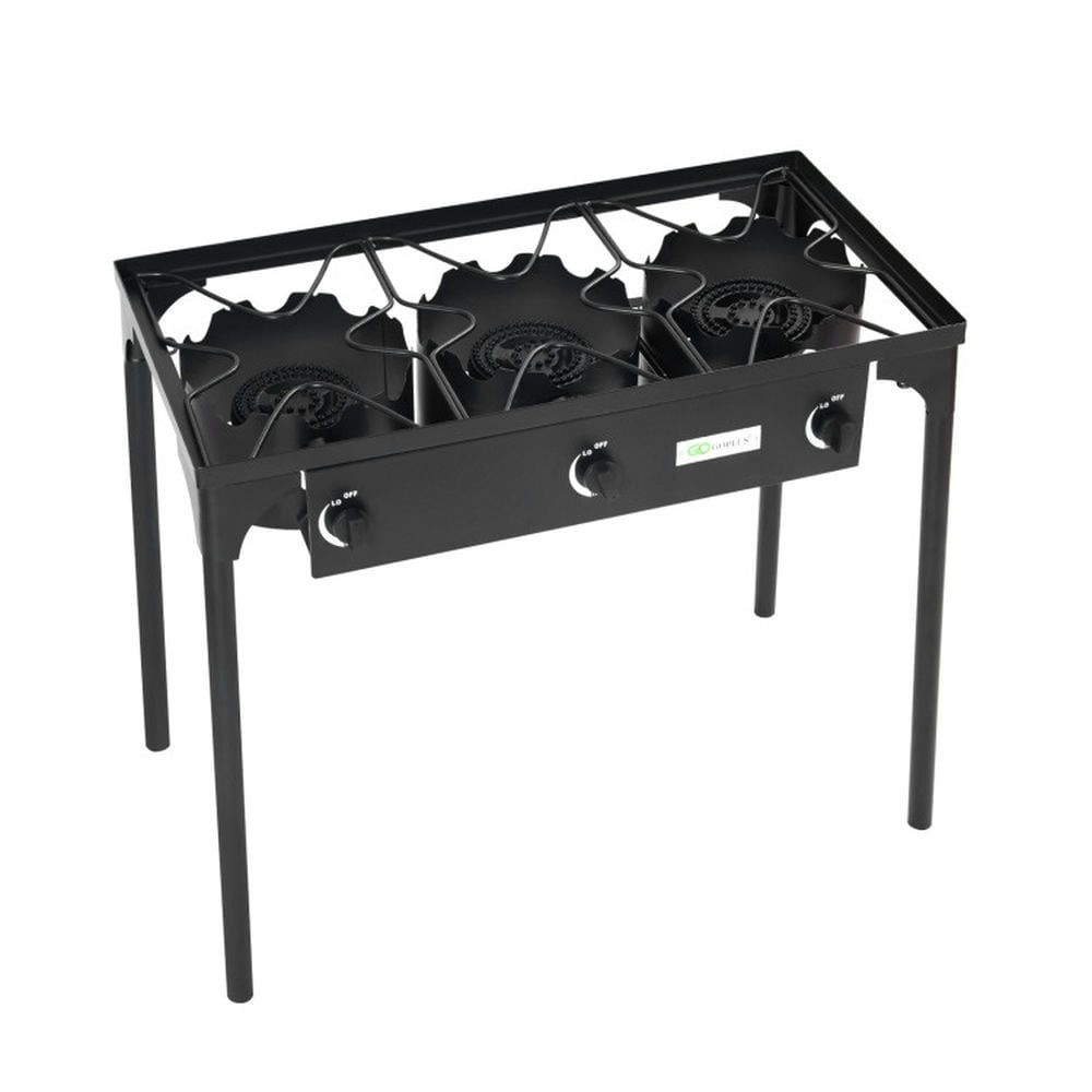 Black Cast Iron 3-Burner Outdoor Gas Cooker