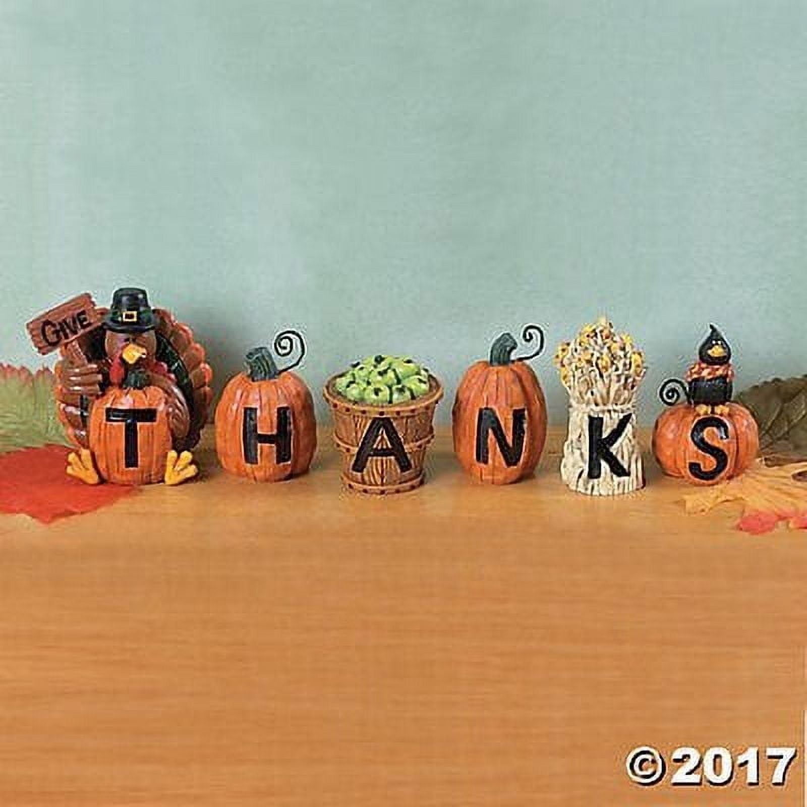 Resin Fall Thanksgiving 'Give Thanks' Decorative Blocks Set