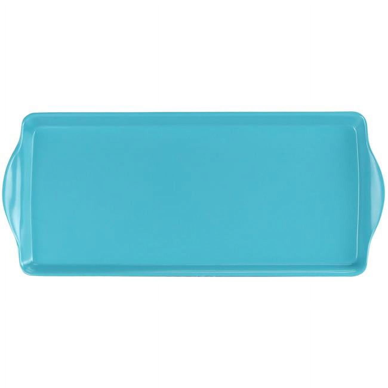 Turquoise Rectangular Melamine Serving Tray for Indoor/Outdoor