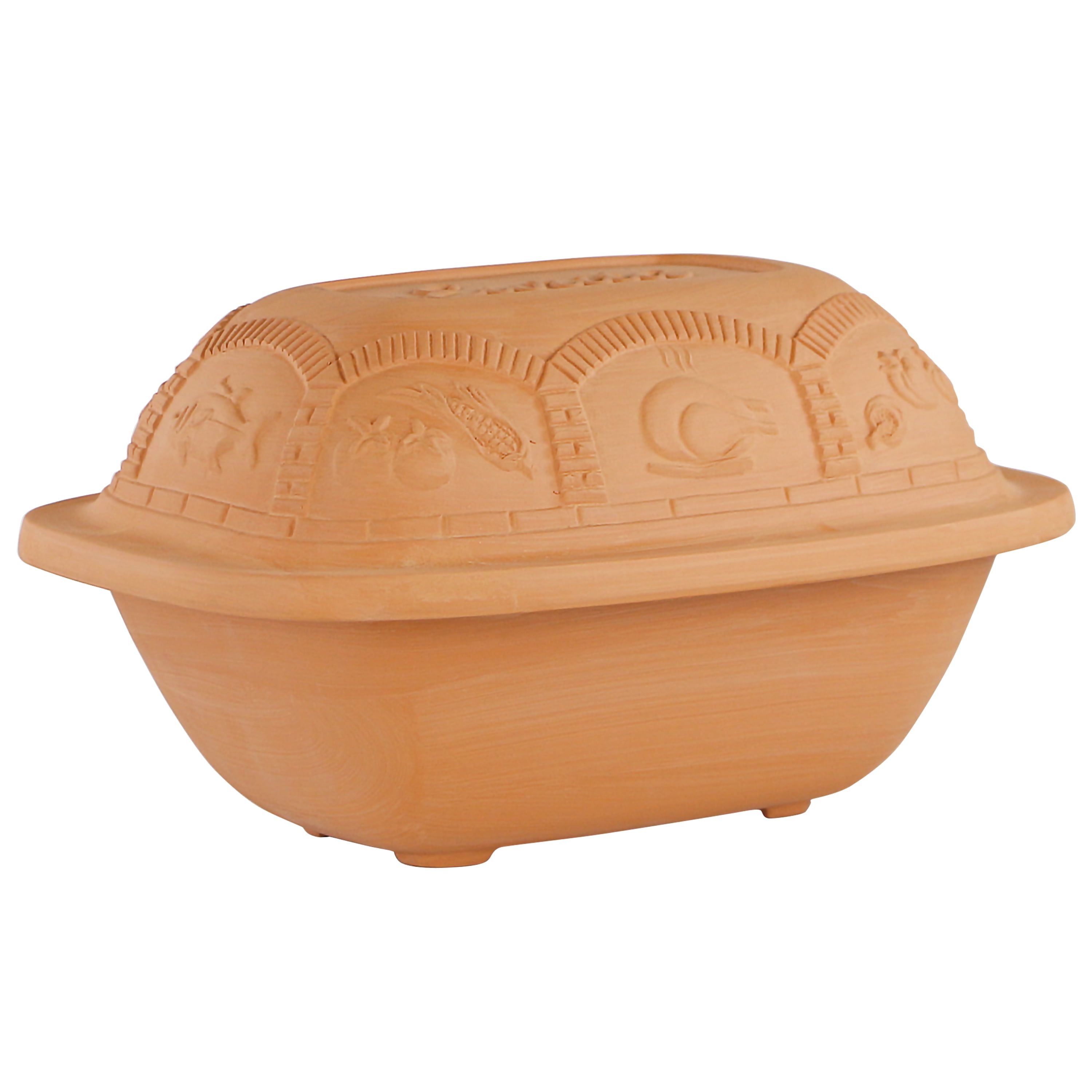 Terracotta Non-Stick Rectangular Clay Roaster with Lid