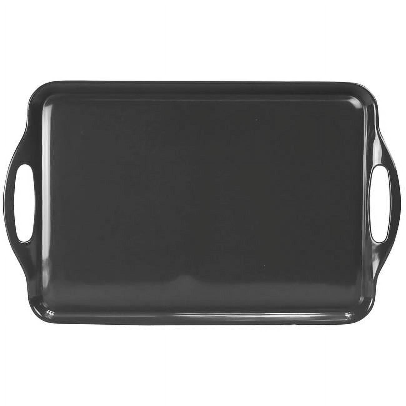 Modern Charcoal Gray Polished Melamine Rectangular Tray