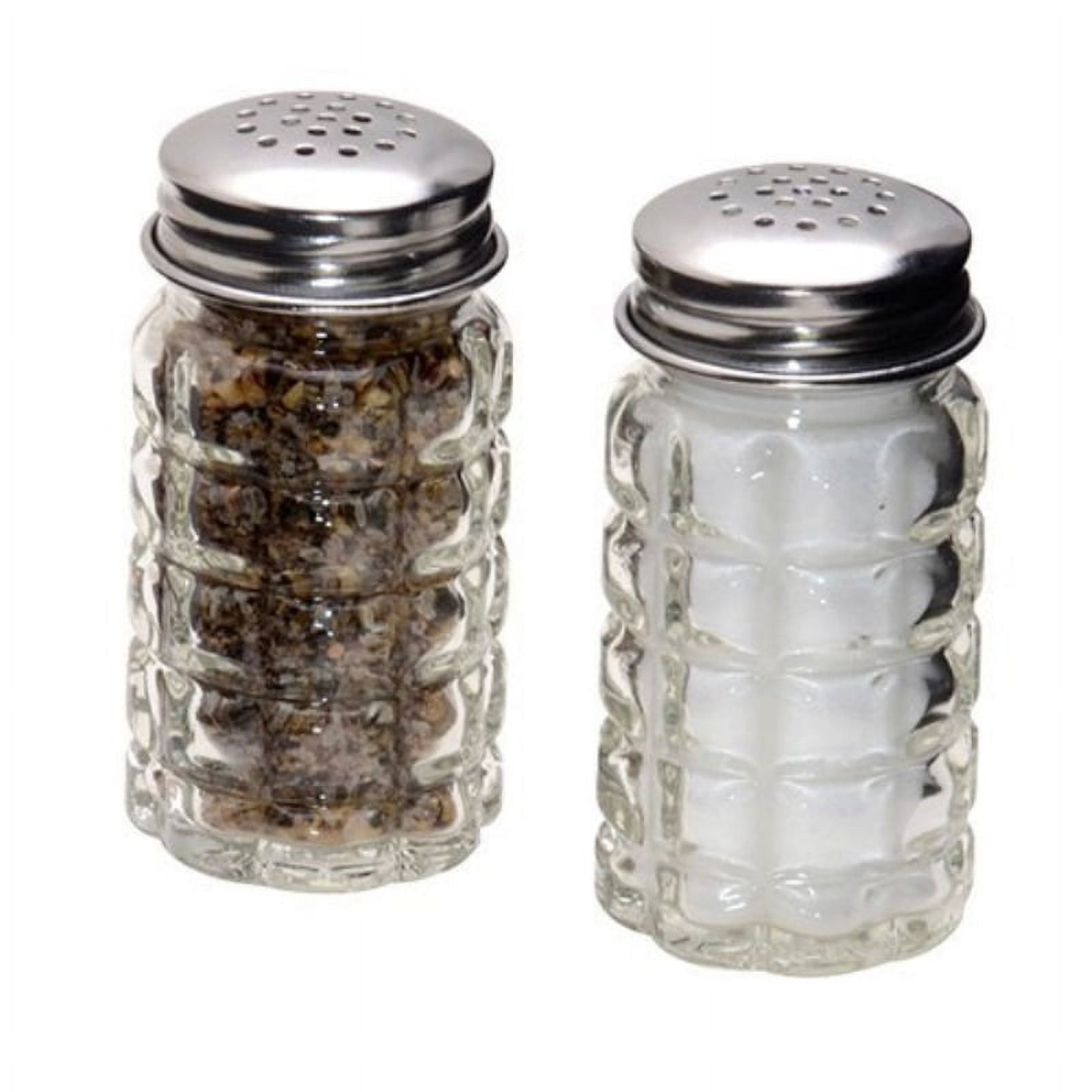 Retro Round Glass Salt and Pepper Shakers with Stainless Tops