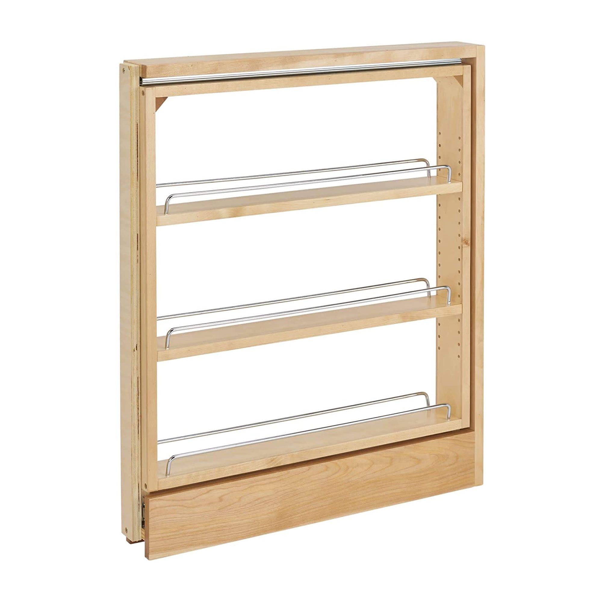 Maple 3" Base Cabinet Pull-Out Organizer with Chrome Rails