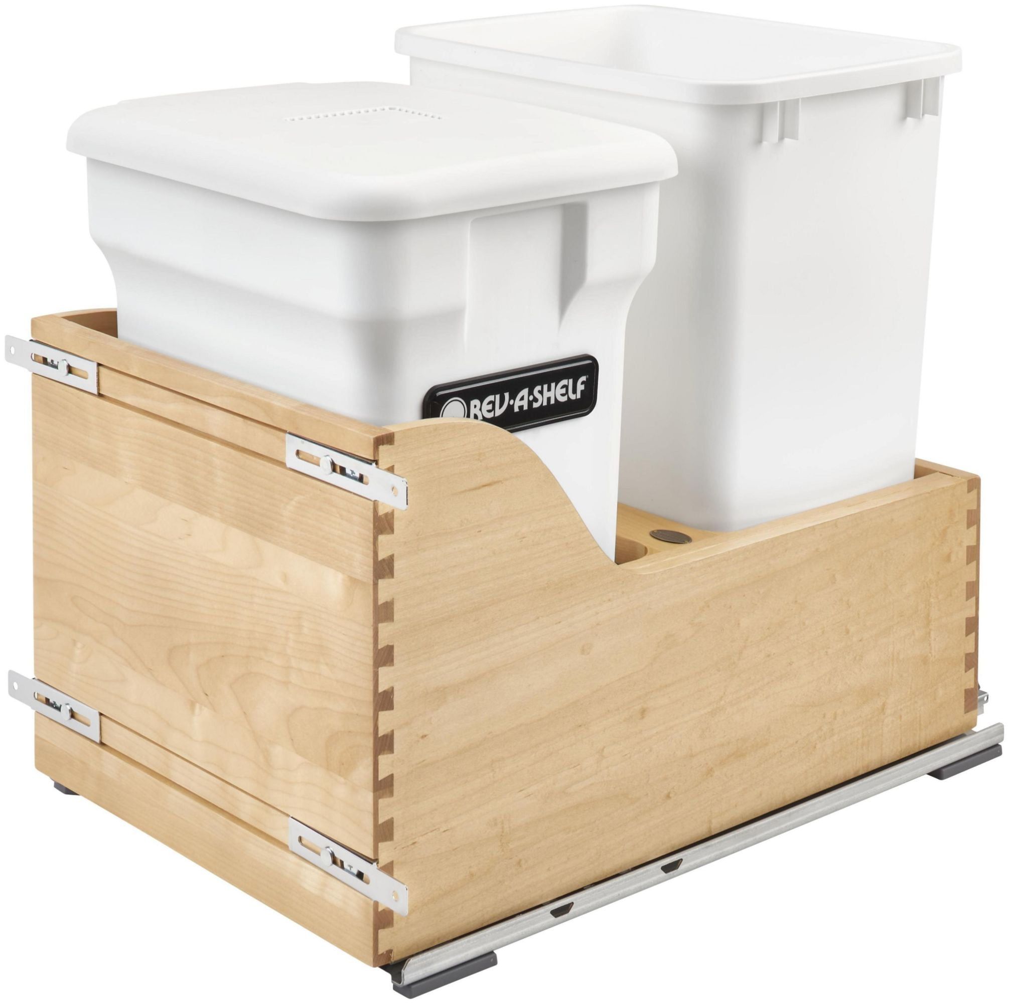 Maple and White Pull-Out Trash and Compost Bin