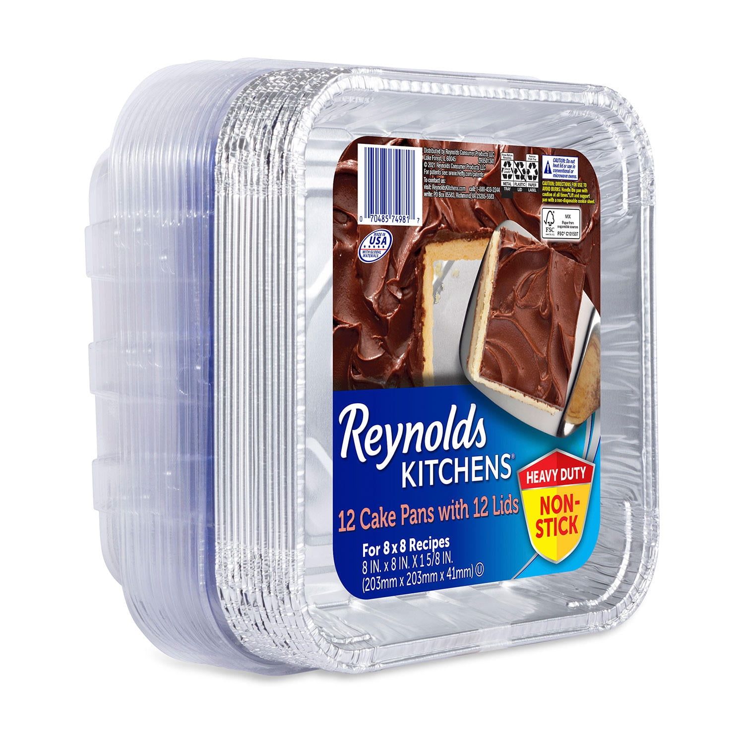 Reynolds Non-Stick Aluminum 8" x 8" Cake Pans with Lids (12 ct.)