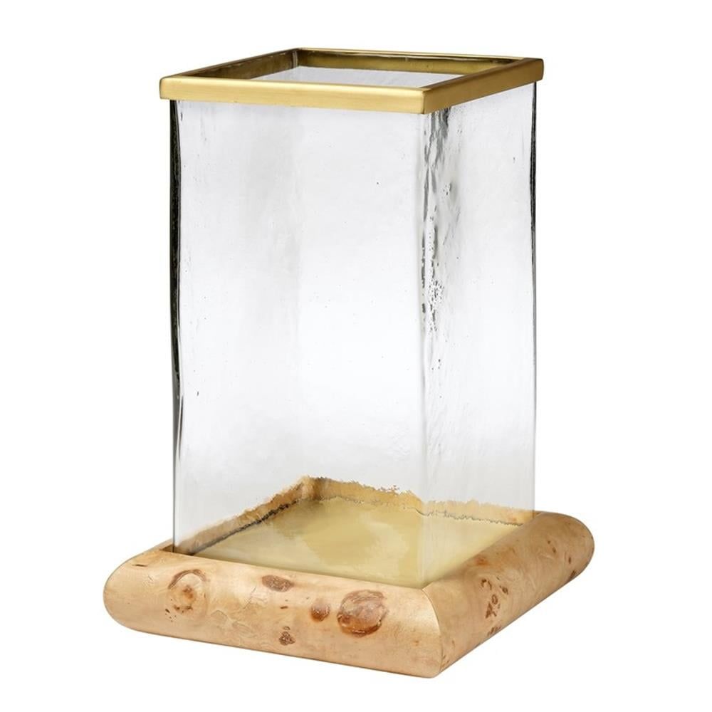 Rhine Wood and Glass Hurricane Candle Holder