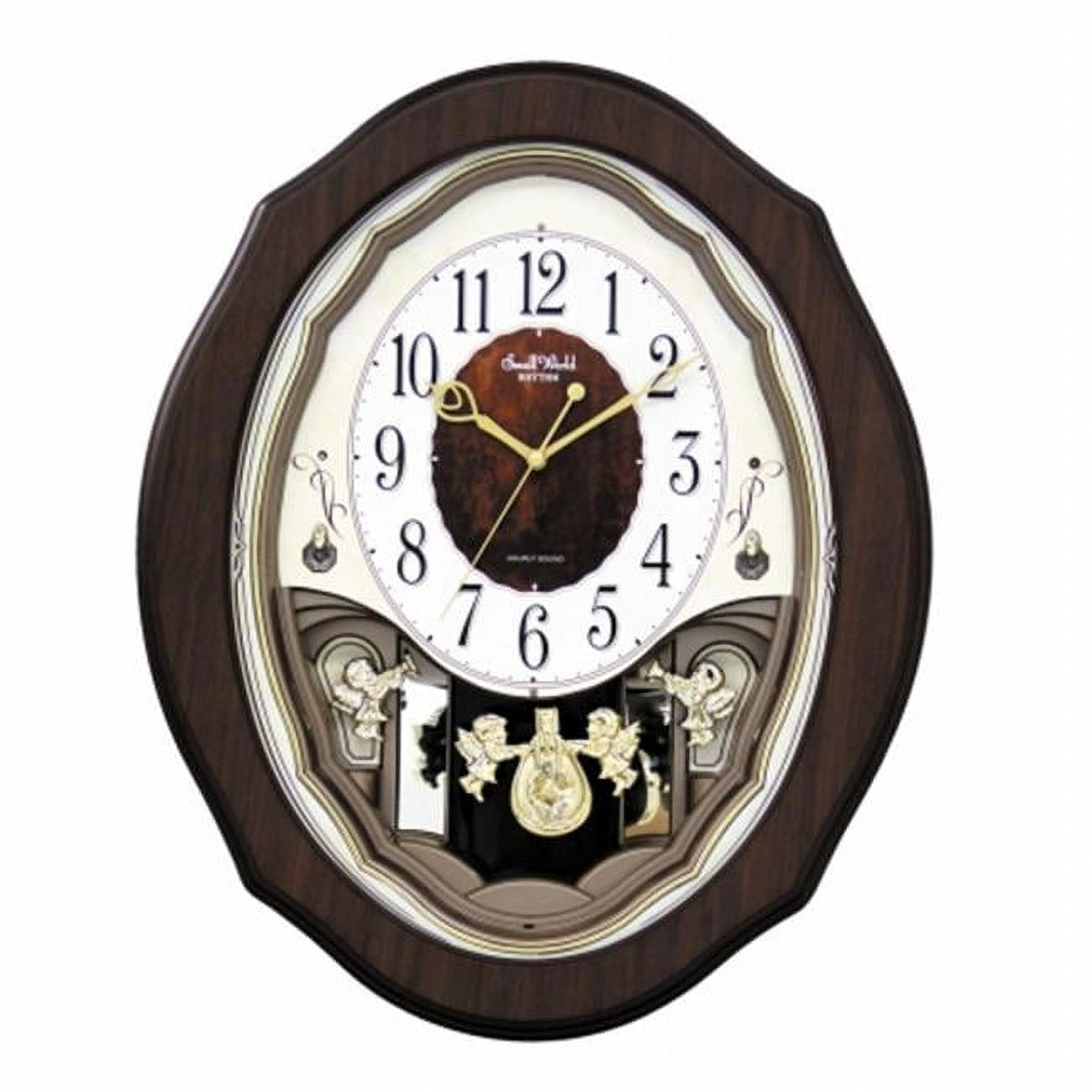 Precious Angels Black Wooden Musical Wall Clock