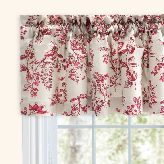 Garnet Red Cotton Rod Pocket Tailored Valance 84"W x 13"L