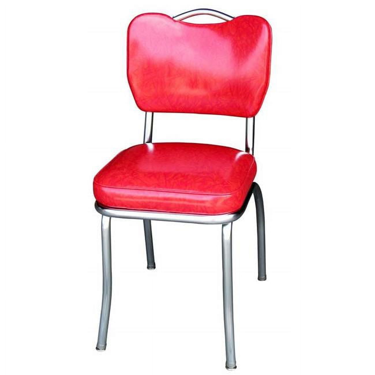 Cracked Ice Red Retro Upholstered Diner Chair with Chrome Steel Frame