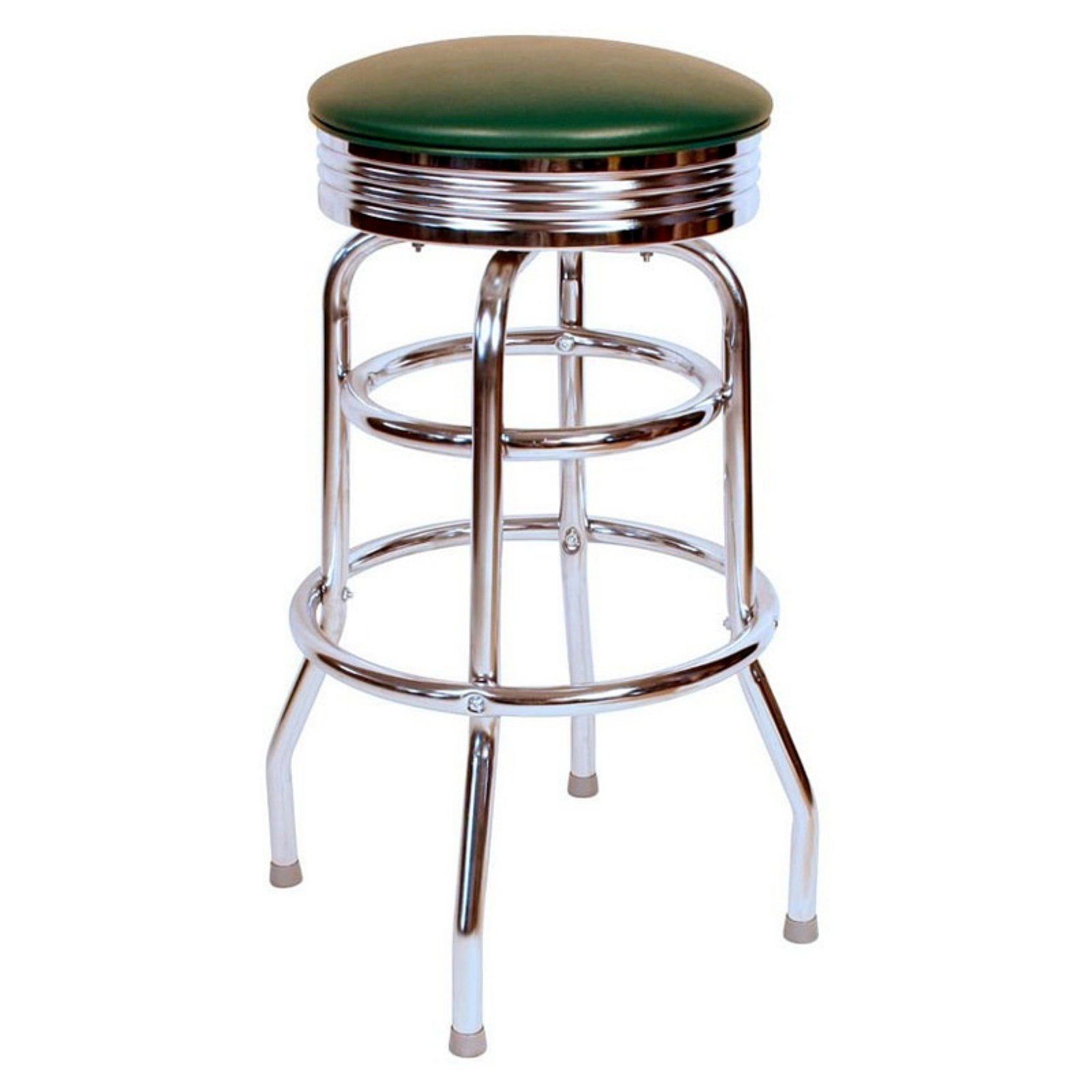 Retro Green 30'' Adjustable Swivel Bar Stool with Chrome Steel Frame