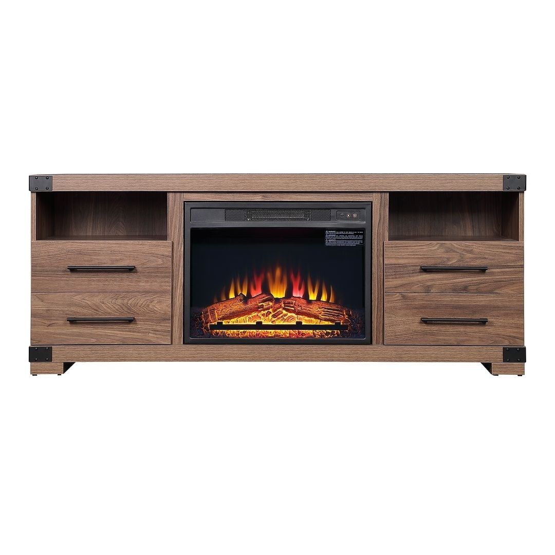 Richmond 60'' Brown Electric Fireplace TV Stand with Drawers