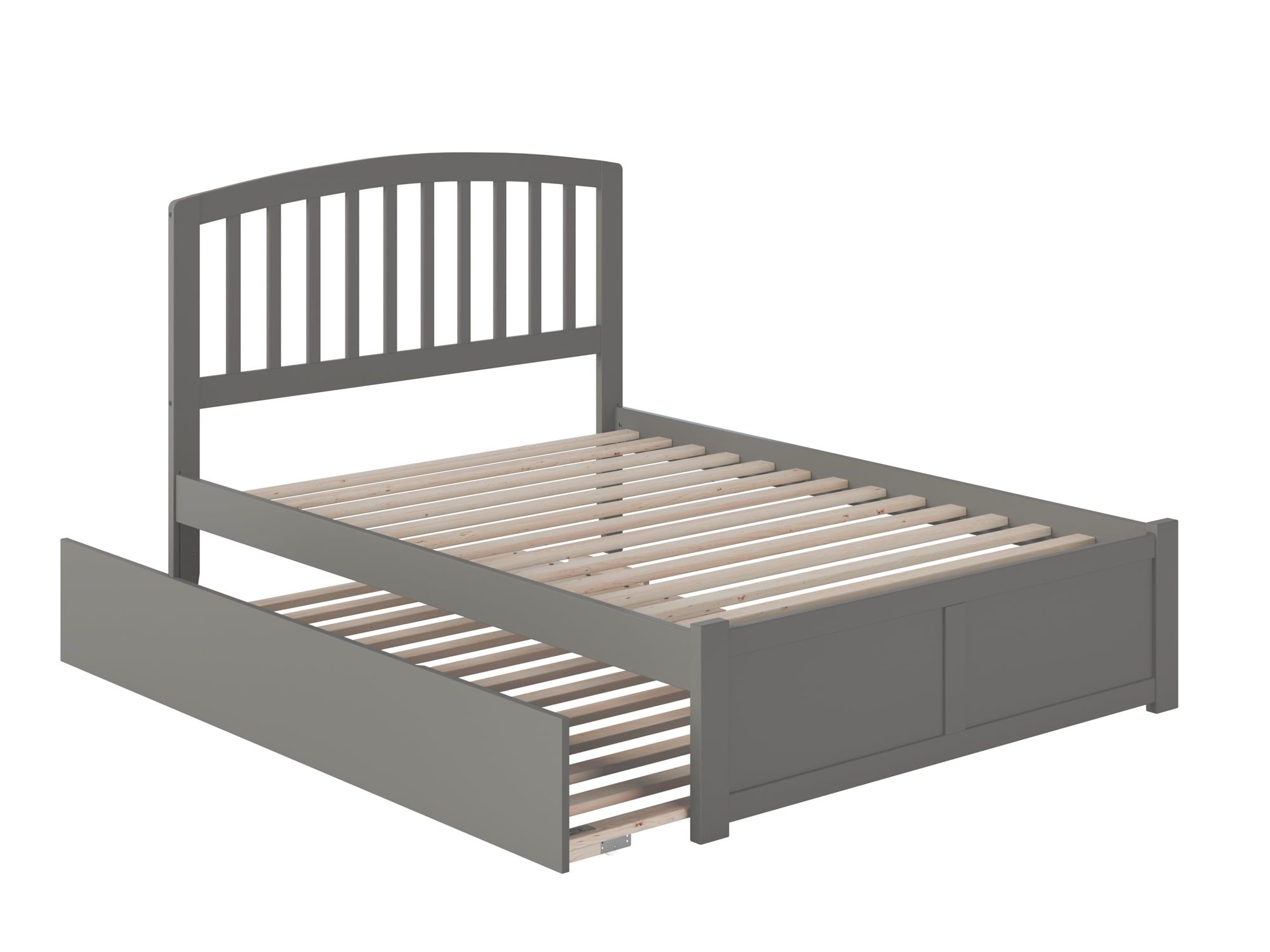 Richmond Gray Full Platform Bed with Trundle and Slats