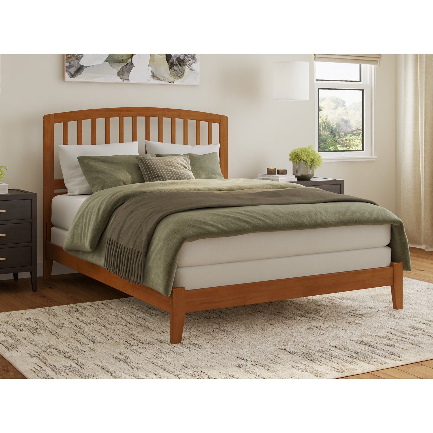 Richmond Light Toffee Solid Wood Queen Bed Frame