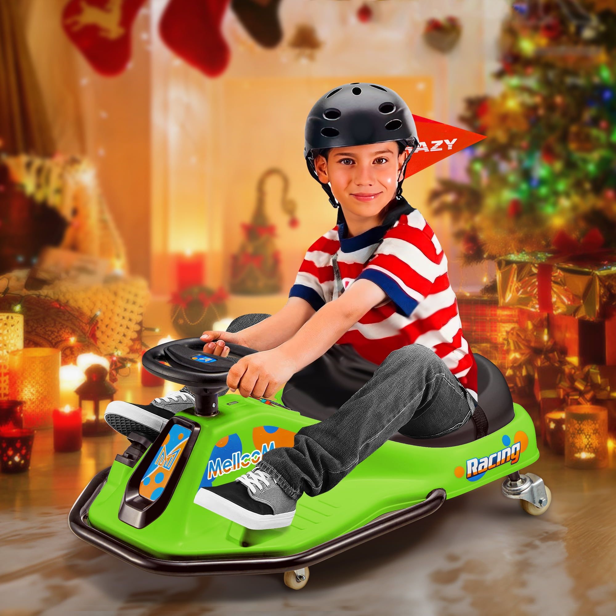 Green 24-Volt Electric Drift Go-Kart for Kids