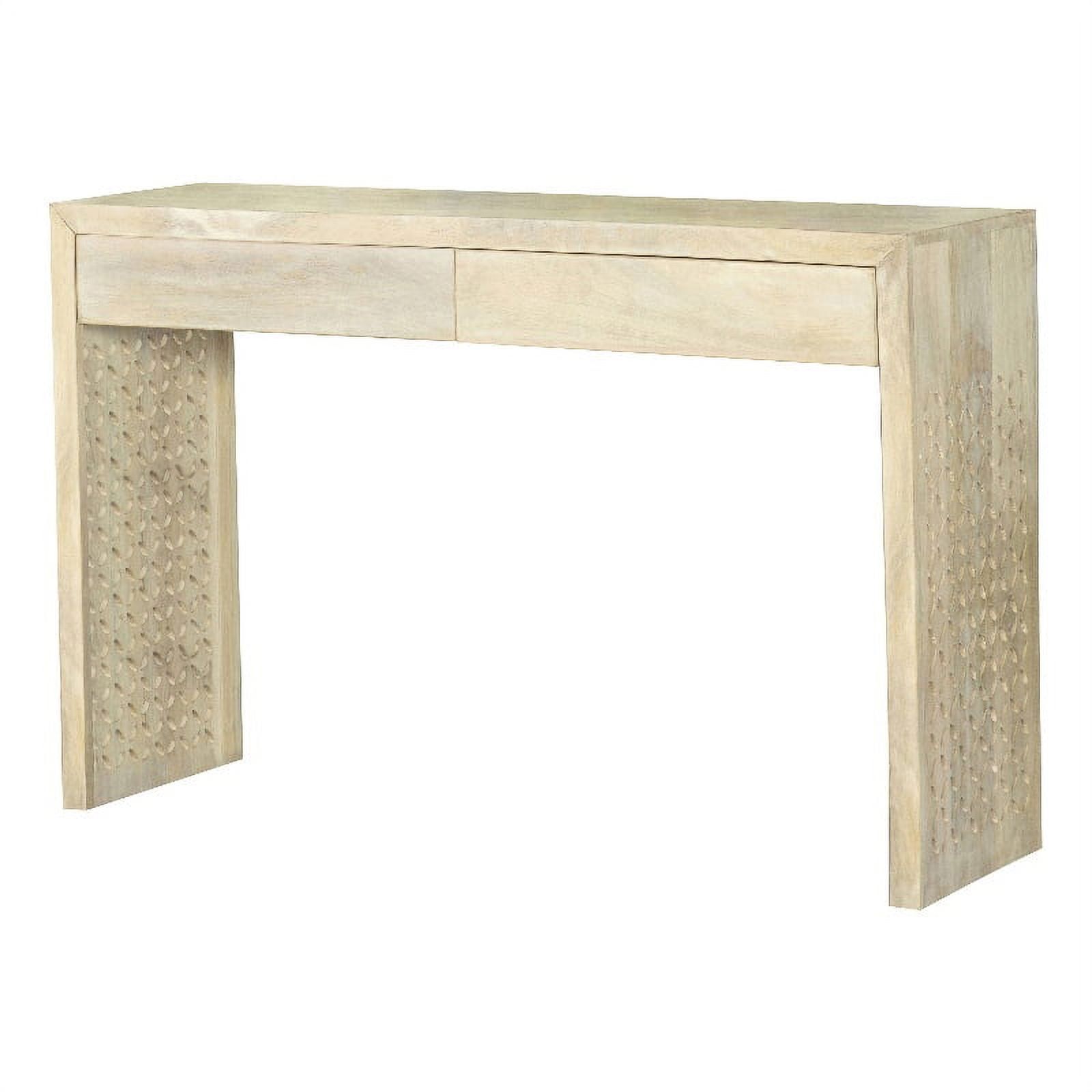 Cream Mango Wood Rectangular Console Table with Storage