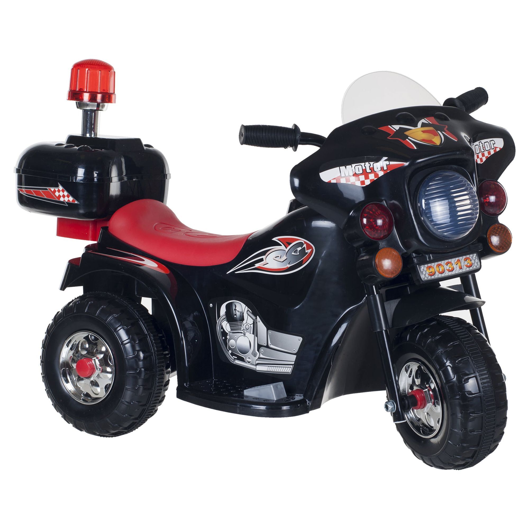 Black 6-Volt 3-Wheel Kids Motorcycle with Storage Compartment