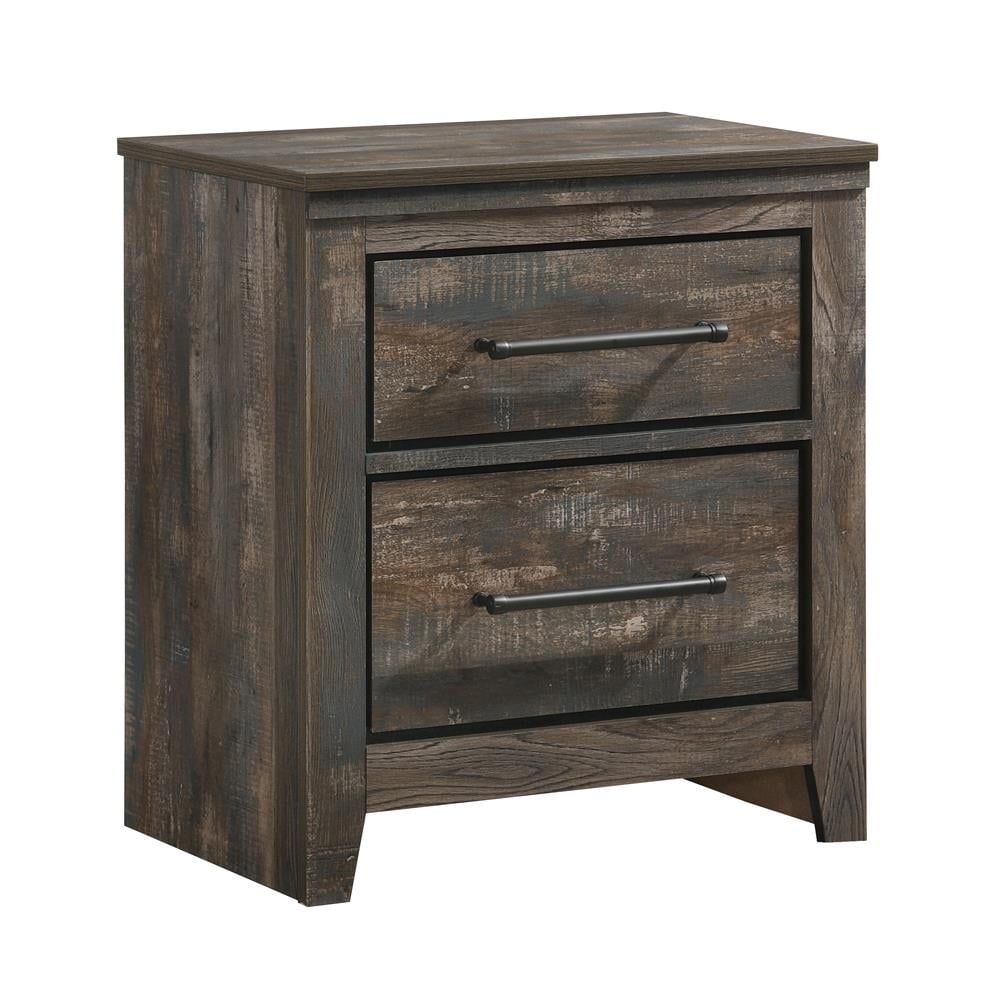 Ridgedale Weathered Dark Brown Rustic 2-Drawer Nightstand