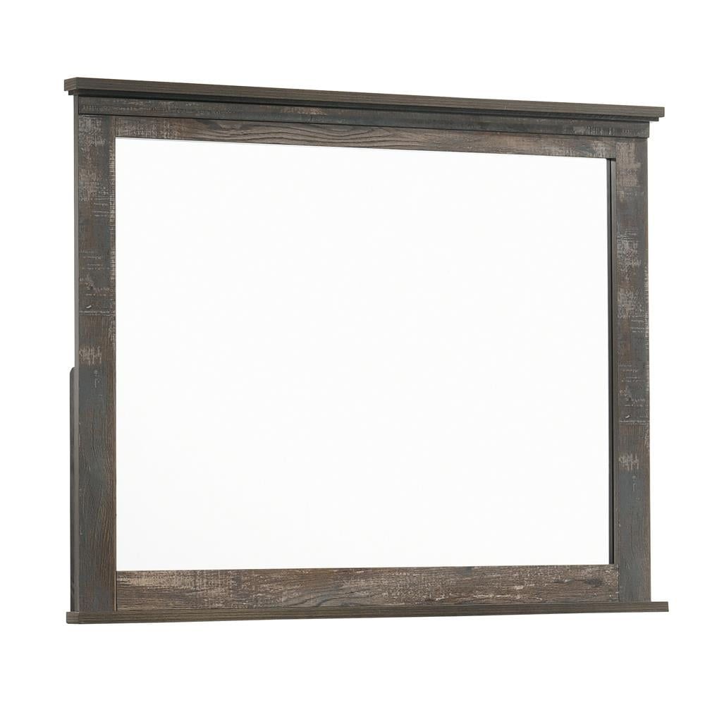 Rustic Weathered Brown Rectangular Wood Mirror 40x32"