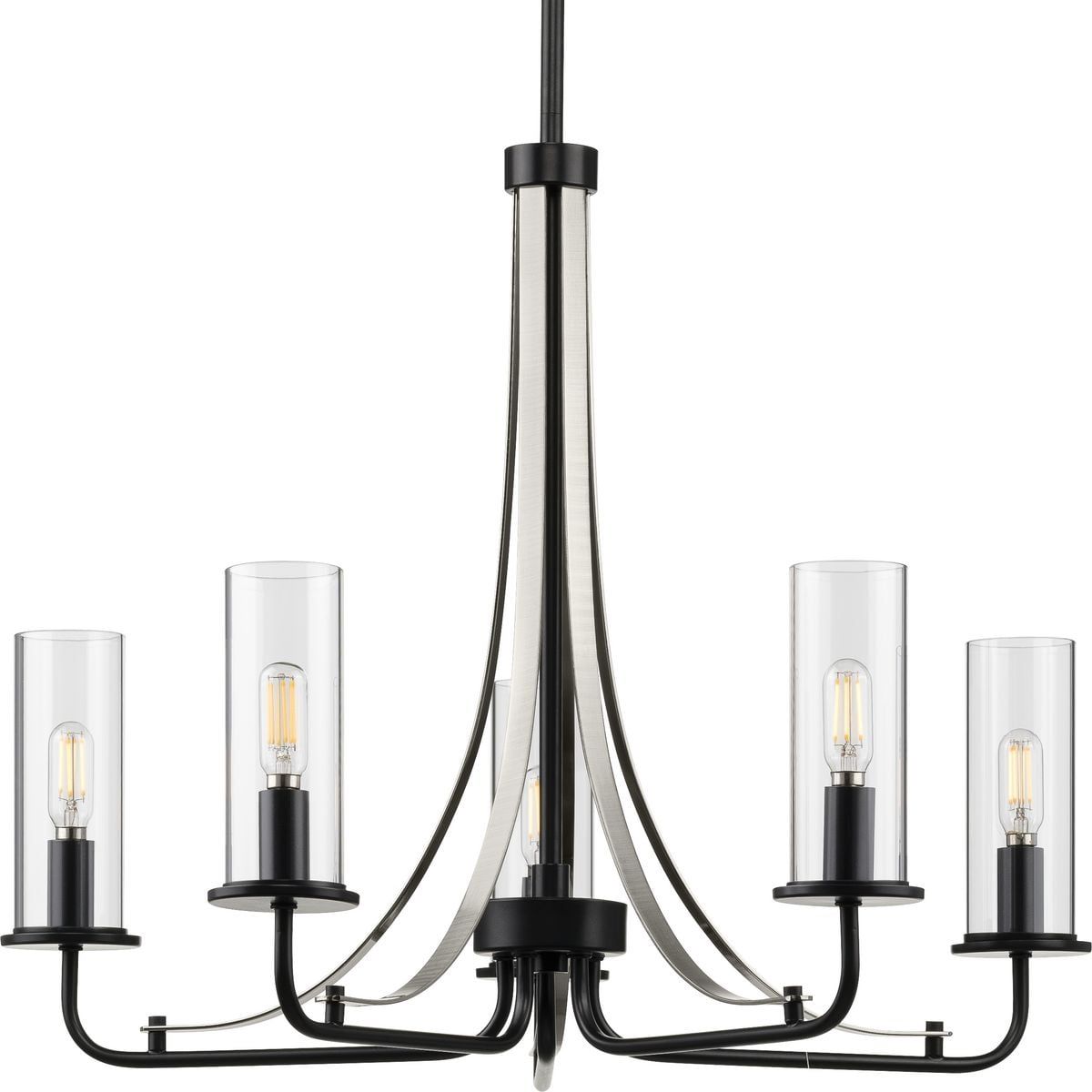 Riley Matte Black and Clear Glass 5-Light Chandelier