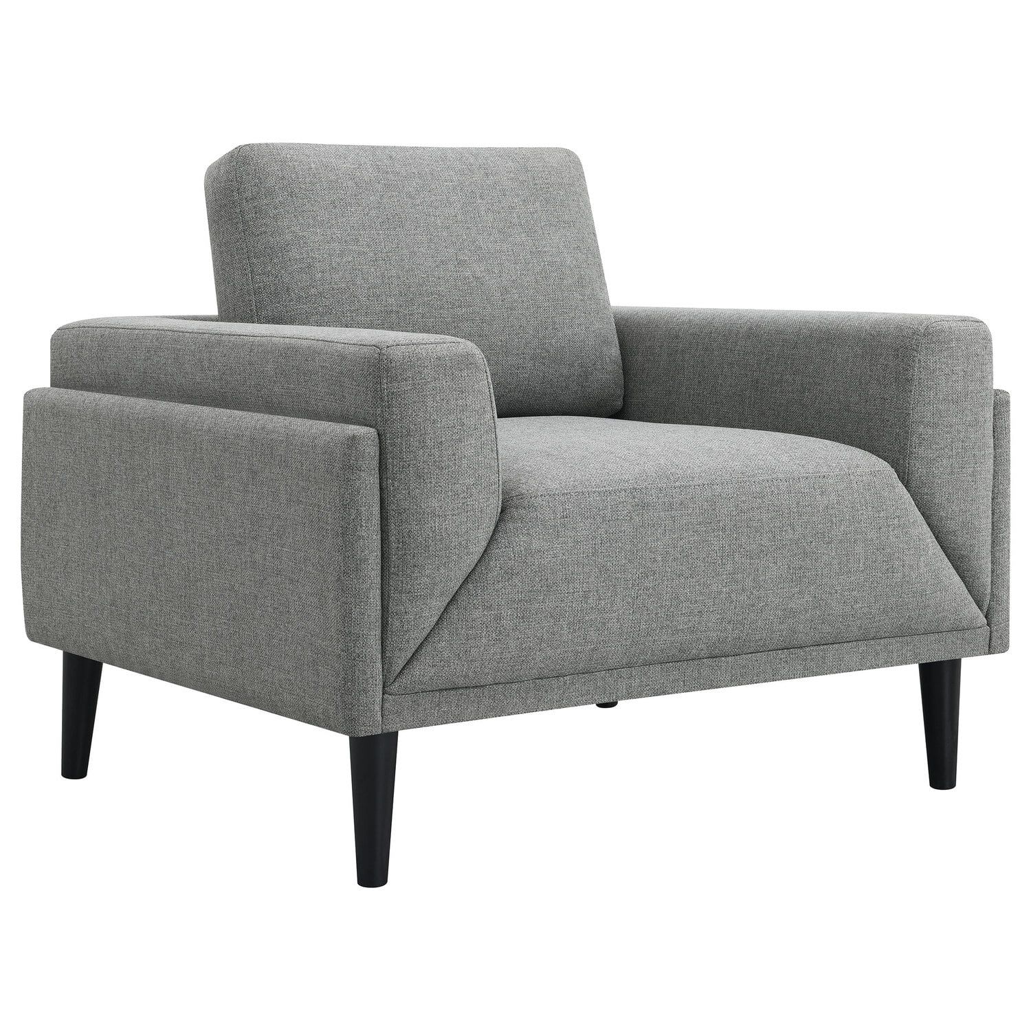 Gray Upholstered Wood Frame Accent Chair