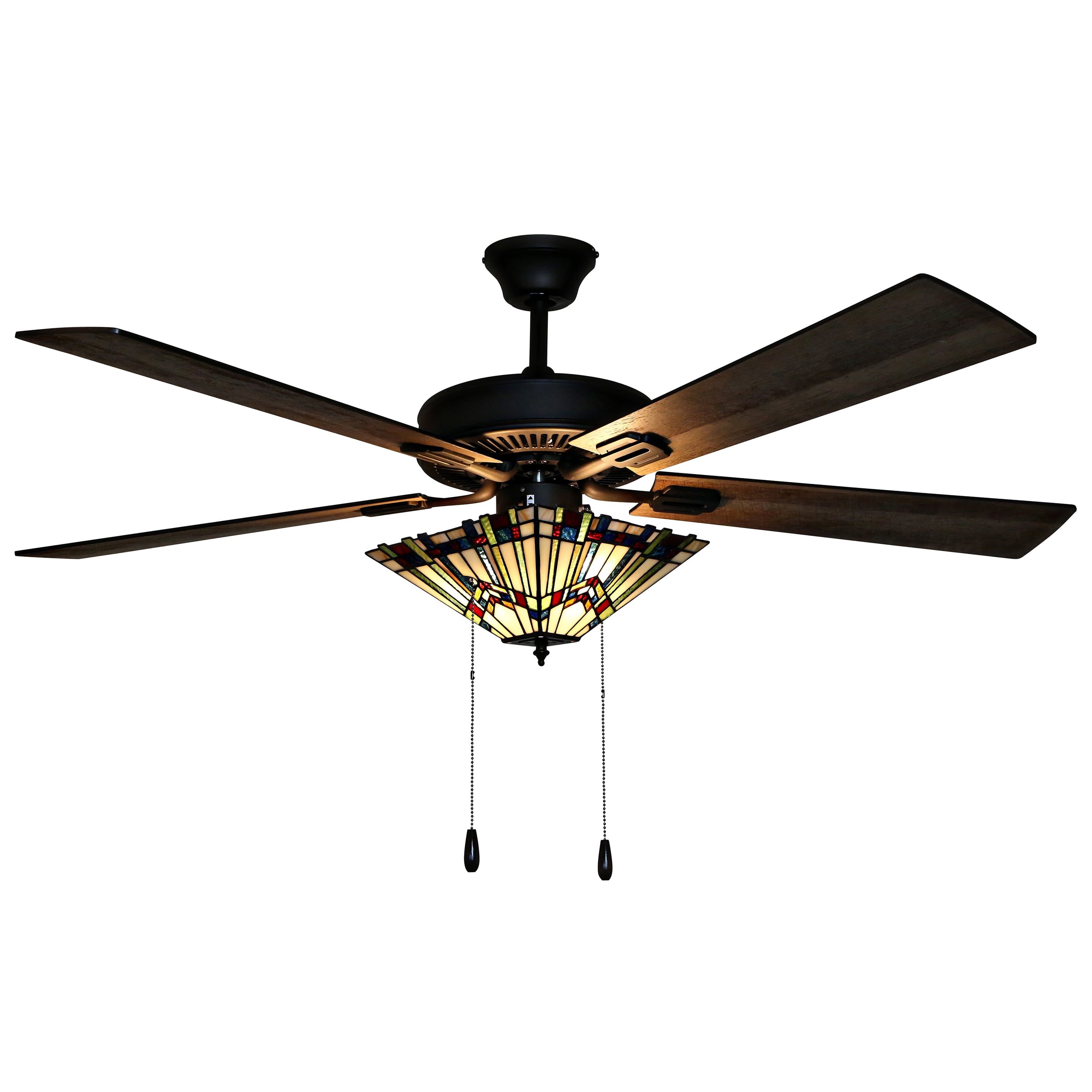 52" Oil-Rubbed Bronze Stained Glass LED Ceiling Fan