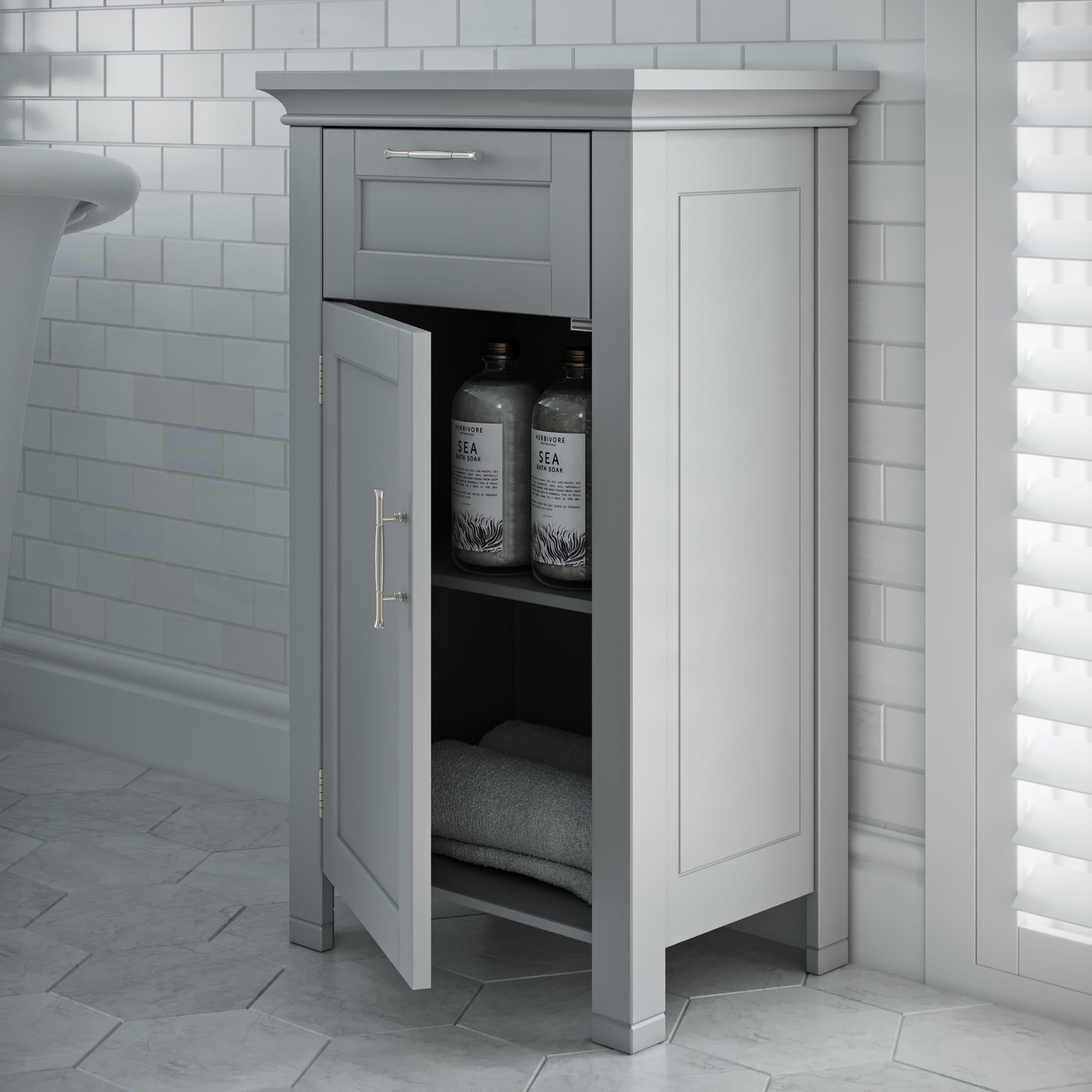 Gray Single Door Storage Cabinet with Adjustable Shelves