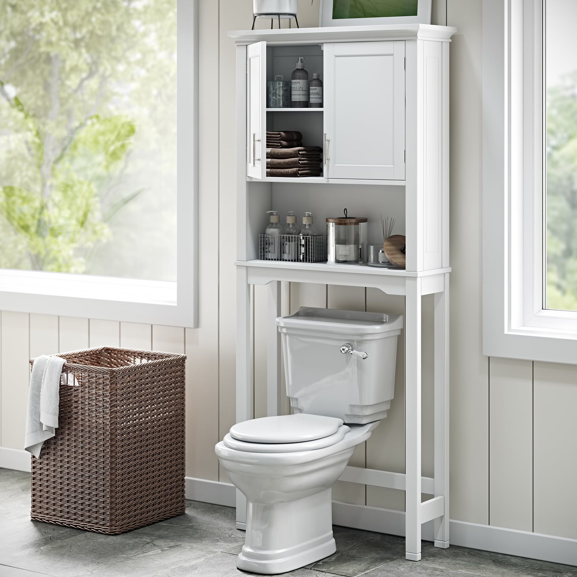 Somerset Classic White MDF Over-the-Toilet Storage Cabinet with Adjustable Shelf