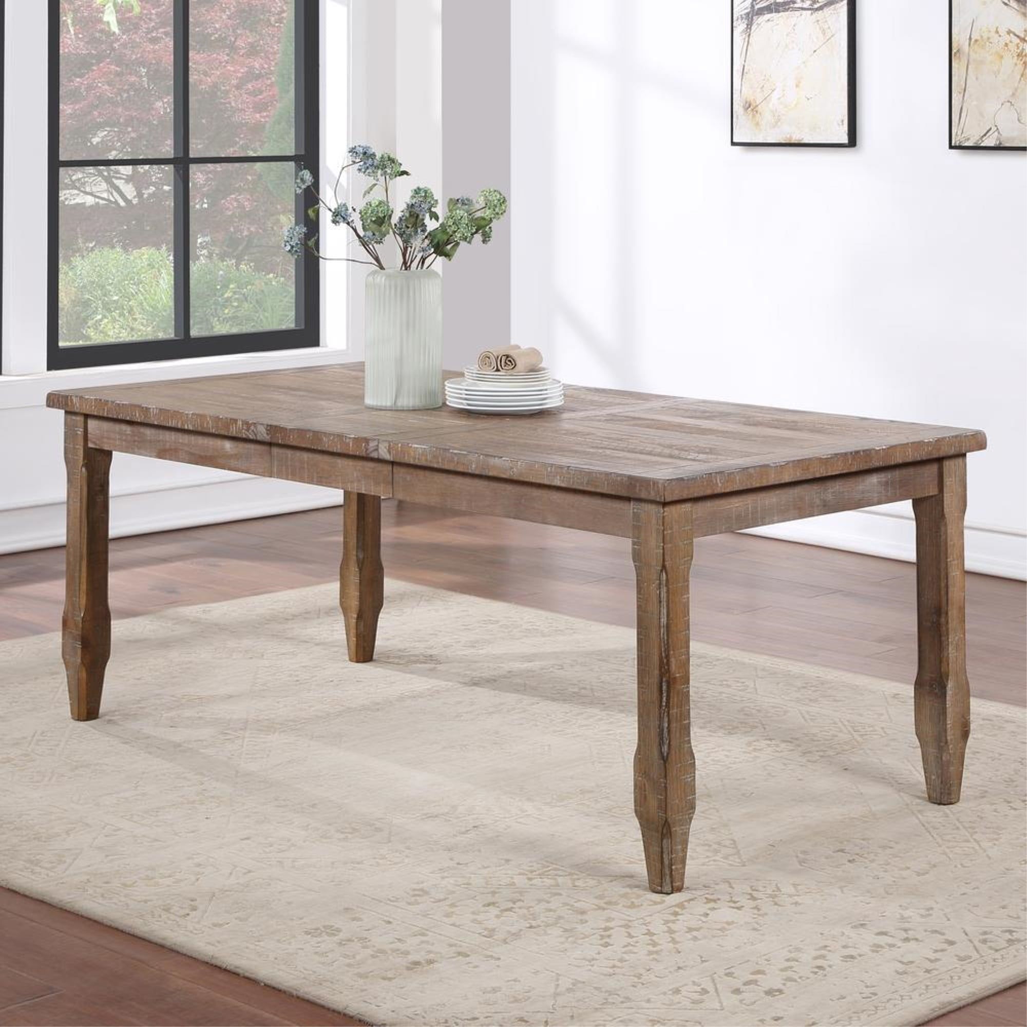 Riverdale Light Brown Reclaimed Wood Extendable Dining Table