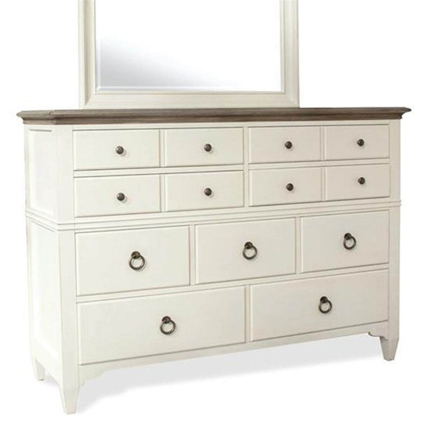 Cottage Charm Paperwhite and Natural 9-Drawer Dresser