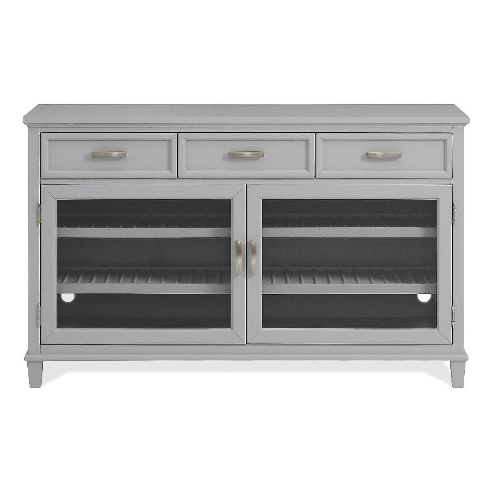 Gray Skies Ash Veneer Coastal Sideboard with Bottle Storage