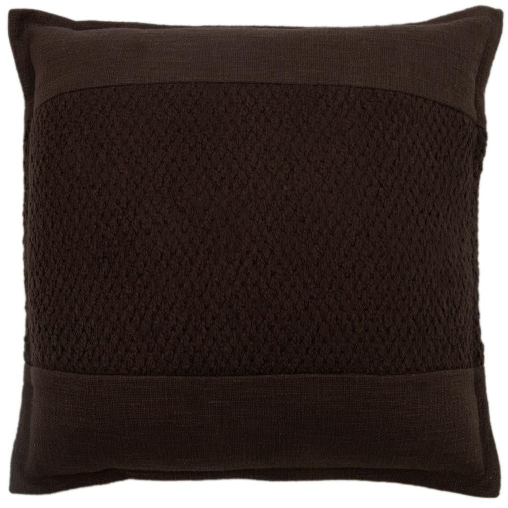 Rizzy Home Dark Chocolate Woven Cotton 20"x20" Pillow