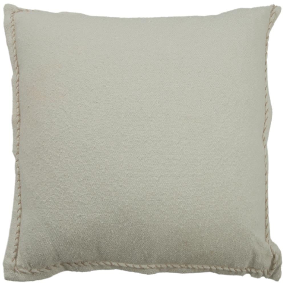 Neutral Cotton Boucle Hand-Whipstitched 20"x20" Indoor Pillow