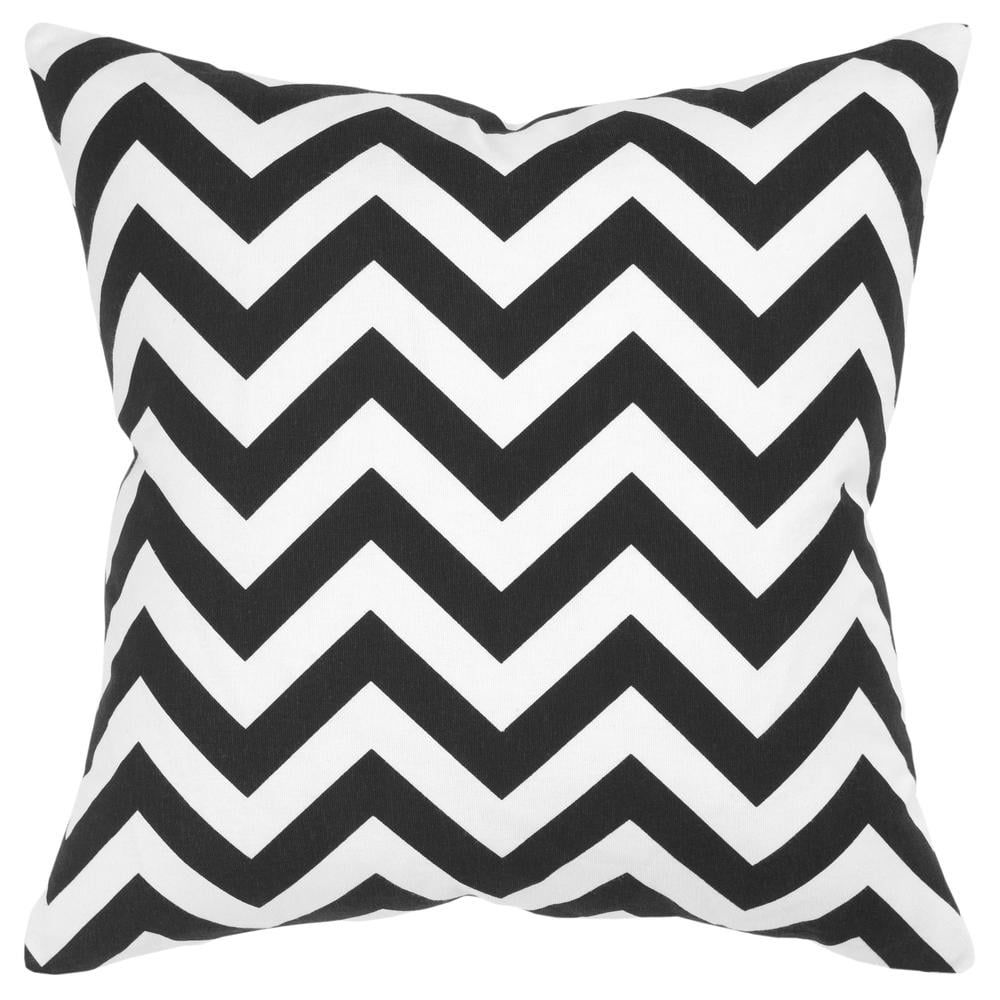 Black and White Chevron Cotton Square Pillow