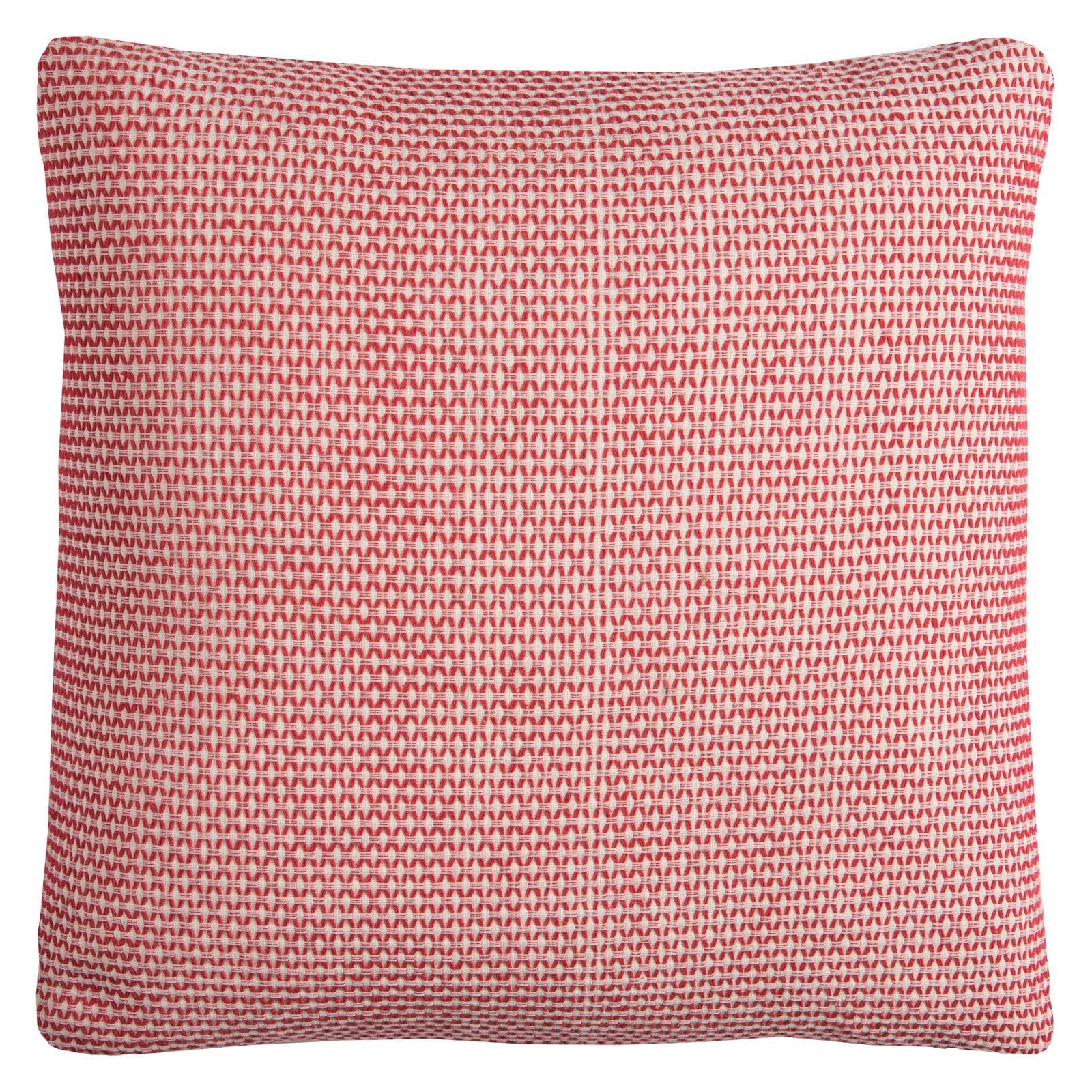 Large Red and Ivory Cotton Square Decorative Pillow