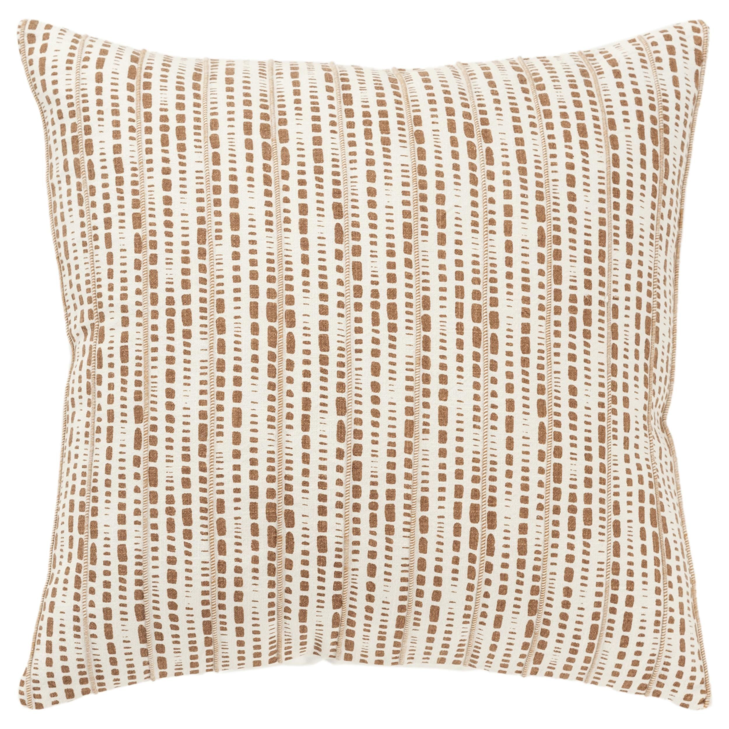 Ivory and Cocoa 20" Square Modern Farmhouse Throw Pillow