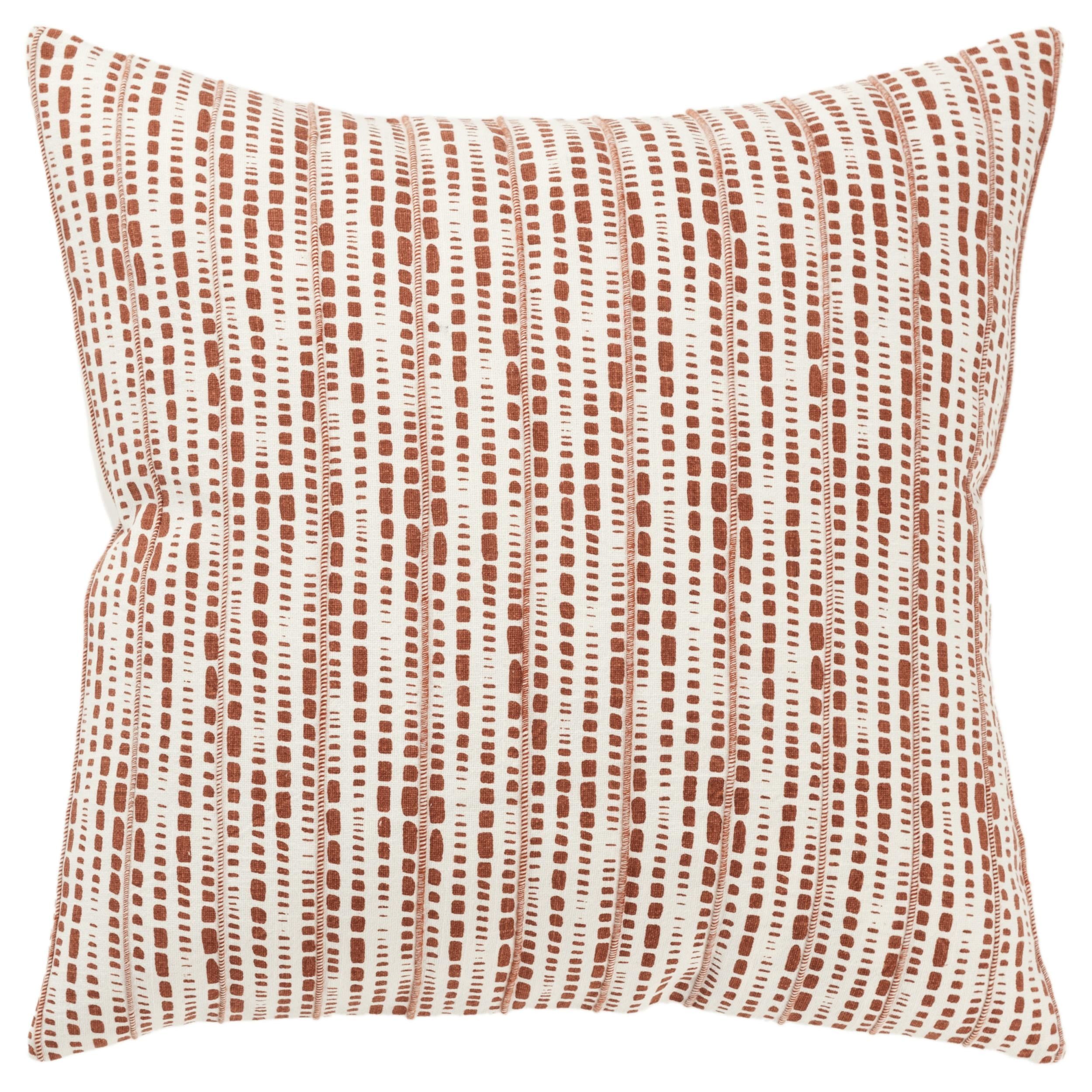 Ivory and Terracotta Cotton Animal Print 20" Throw Pillow