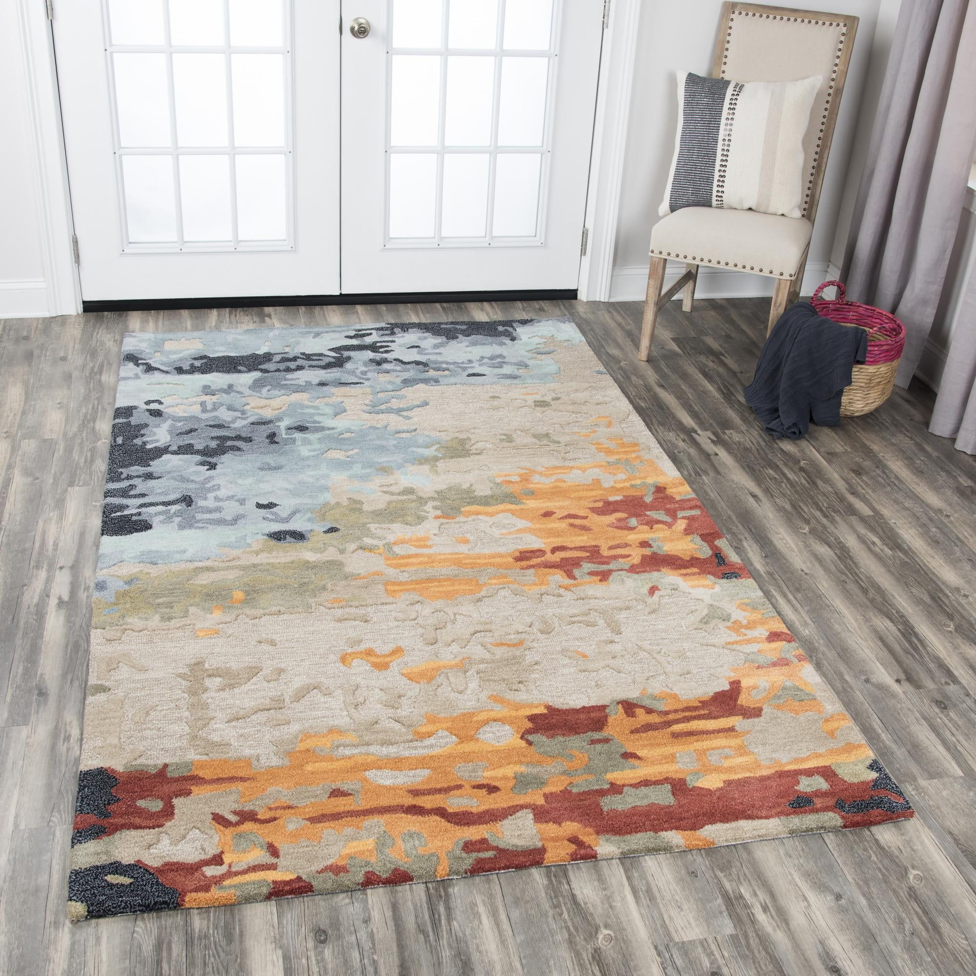 Handmade Multicolor Wool Abstract Rectangular Area Rug