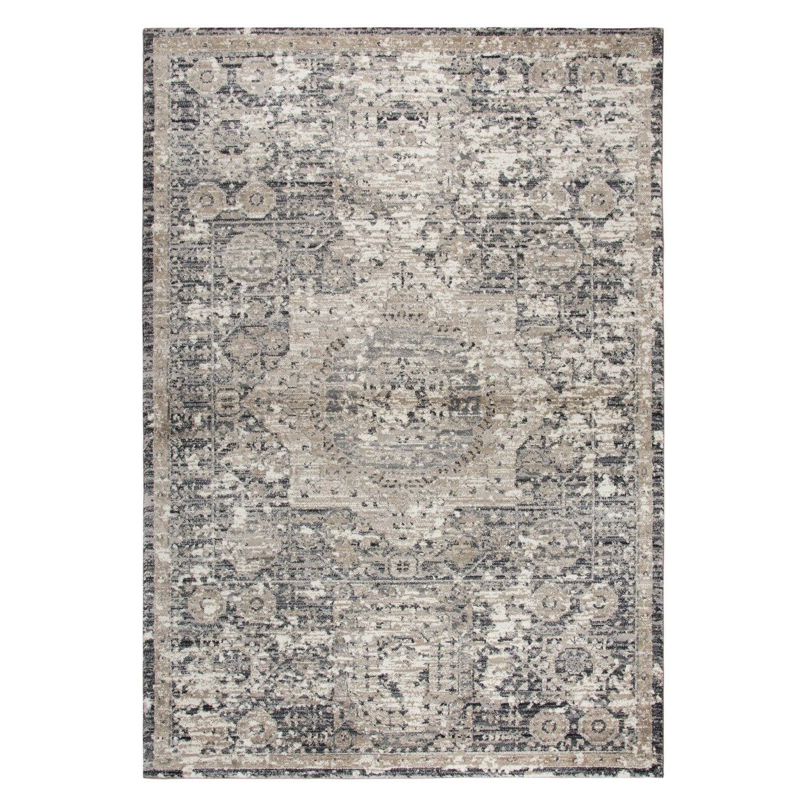 Gray Rectangular Synthetic Stain-Resistant Area Rug 5'3" x 7'6"