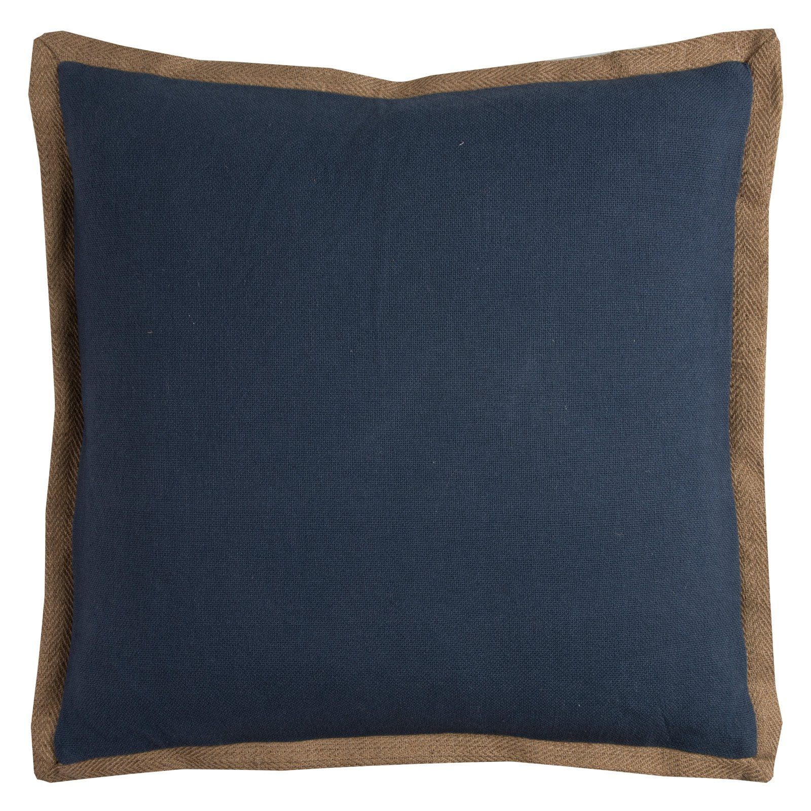 Indigo Blue Cotton Jute Square Decorative Pillow 22" x 22"