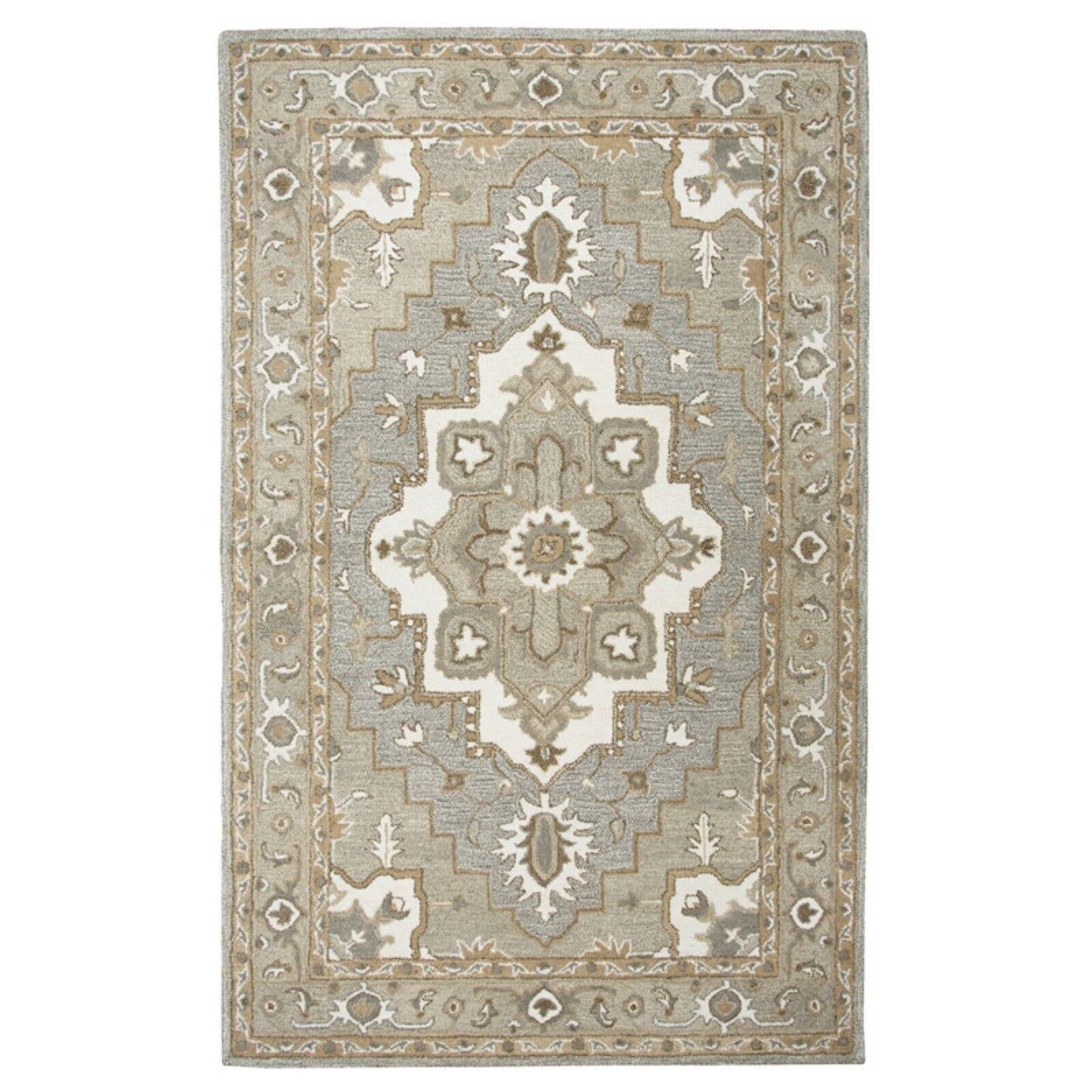 Hand-Tufted Gray Wool Rectangular Contemporary Area Rug