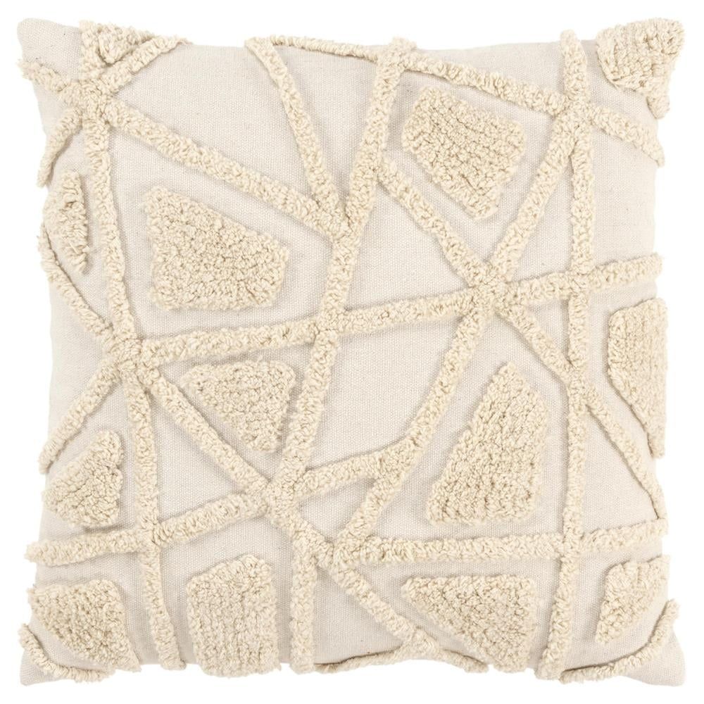 Natural Tufted Geometric Cotton Blend Throw Pillow 20"