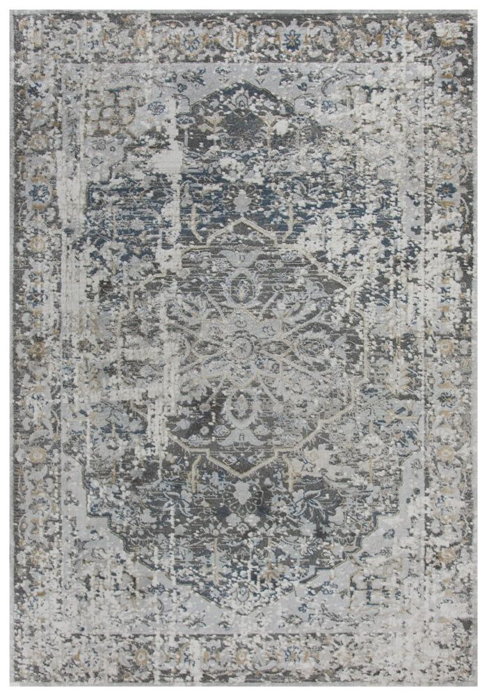 Gray and Beige Rectangular Hand-knotted Wool Rug