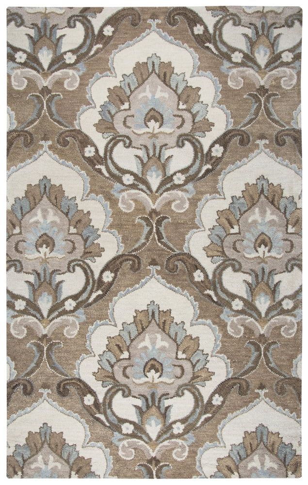 Ivory and Mocha Wool Medallion Tufted Handmade 9' x 12' Area Rug
