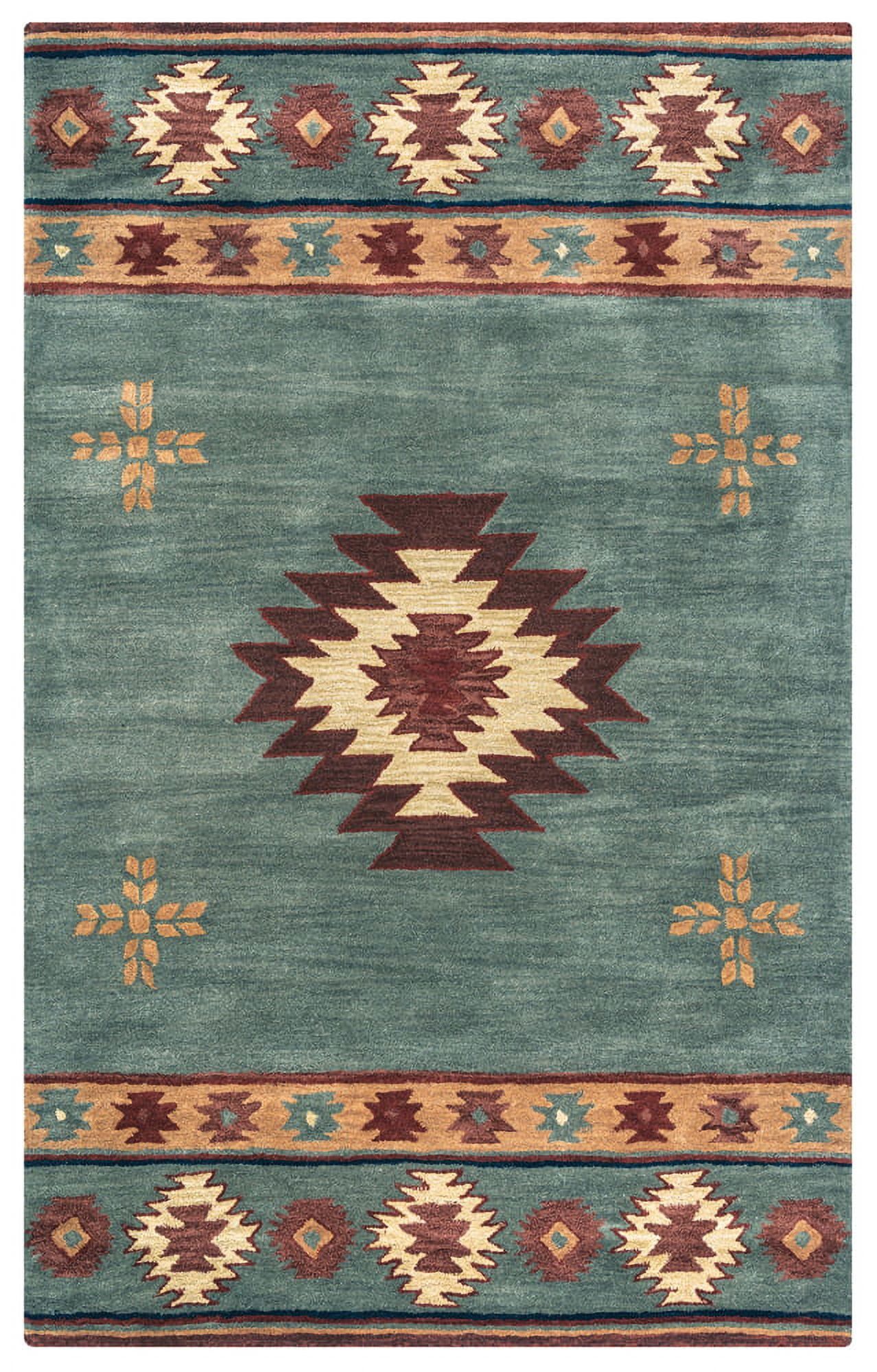 Handmade Southwest Diamond Tufted Wool Area Rug in Gray, 3'x5'