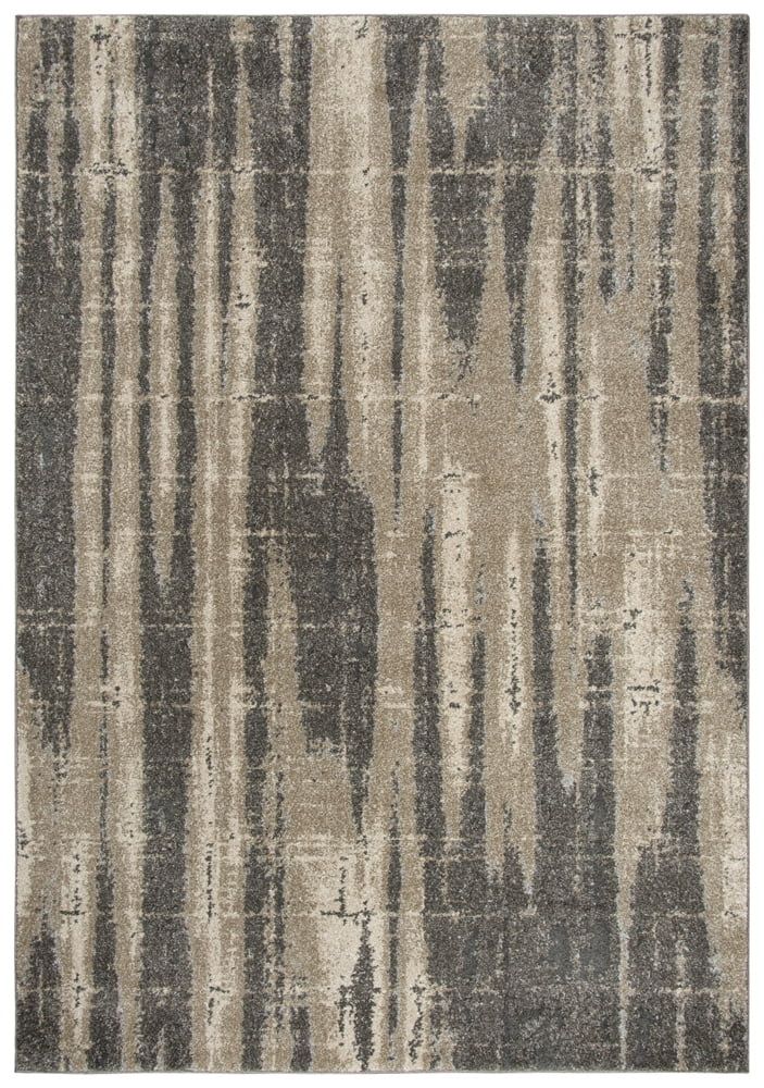 Gray and Beige Abstract Washable Wool Area Rug 5'-3" x 7'-6"