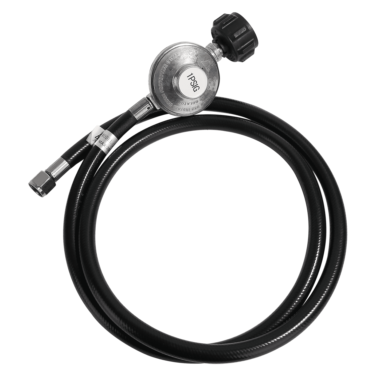 Roastove 5 ft Black Rubber Propane Regulator Hose