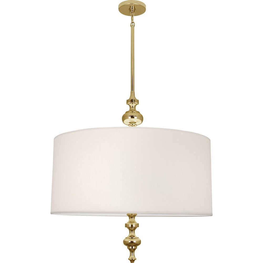 Arthur Modern Brass 3-Light Drum Pendant with Fabric Shade
